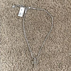 Brighton white and gold cross necklace